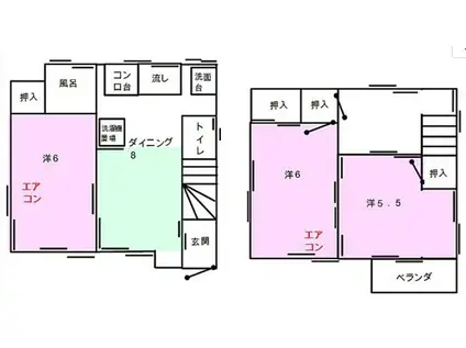 東武鉄道東上線 柳瀬川駅 徒歩15分 2階建 築61年(3DK)の間取り写真