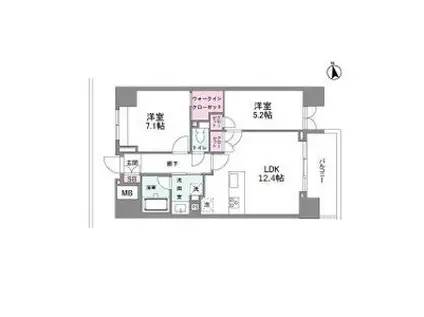 シーズンフラッツ今池ノース(2LDK/4階)の間取り写真