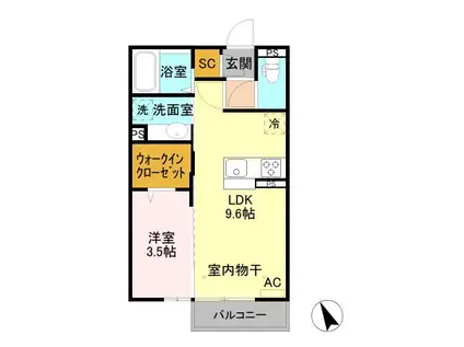 フィールドビレッジ(1LDK/2階)の間取り写真