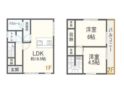京成電鉄本線 京成大久保駅 徒歩30分 2階建 築53年(2LDK)の間取り写真