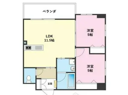 ミオトップ サウレ(2LDK/4階)の間取り写真