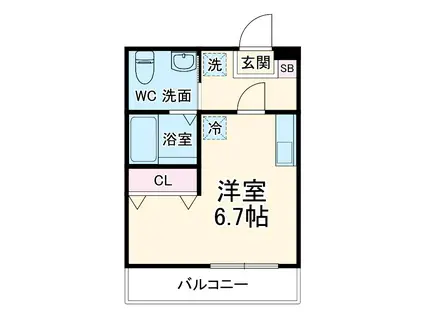 ハーミットクラブハウス 根岸2 A号棟(ワンルーム/3階)の間取り写真