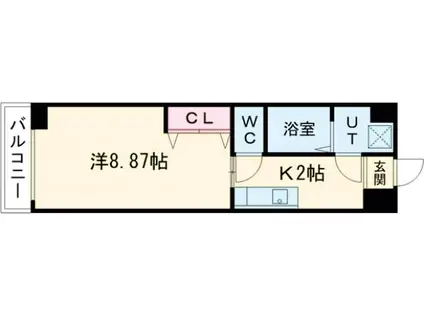 山陰本線 二条駅 徒歩19分 5階建 築9年(1K/4階)の間取り写真