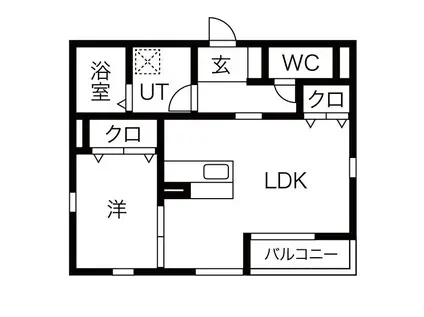 ウエストクロス(1LDK/1階)の間取り写真