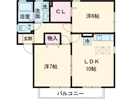 パレスK(2LDK/2階)の間取り写真