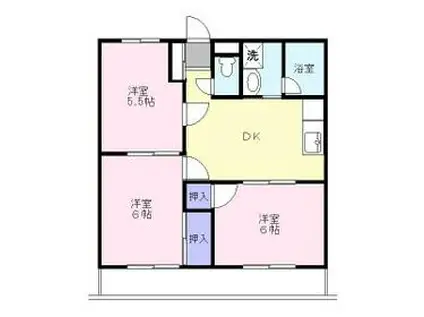 グリンハイツみのる(3DK/4階)の間取り写真