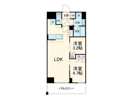 LA CLAIR 南浦和(2LDK/3階)の間取り写真