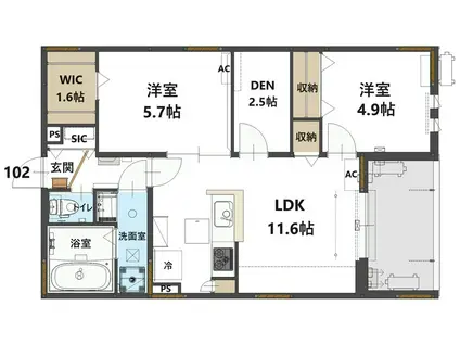 コステッラツィオーネ(2SLDK/1階)の間取り写真