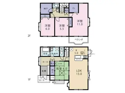 小田急電鉄小田原線 愛甲石田駅 徒歩10分 2階建 築30年(4LDK)の間取り写真