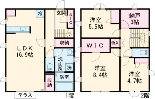 中央本線 三鷹駅 バス乗車時間:27分 団地南口バス停で下車 徒歩5分 2階建 築1年(3SLDK)の間取り写真