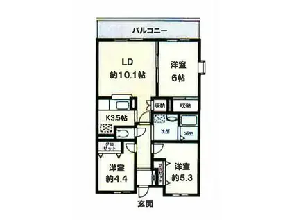 羽黒壱番館(3LDK/3階)の間取り写真