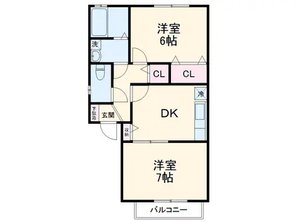 ブラウニーコート1(2DK/1階)の間取り写真