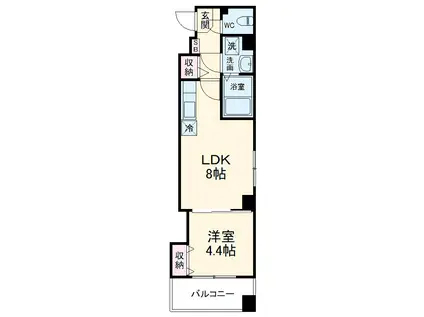 レブリアント松戸(1LDK/2階)の間取り写真