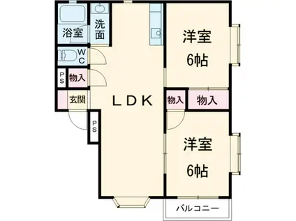 グリタパークサイド A棟(2LDK/2階)の間取り写真