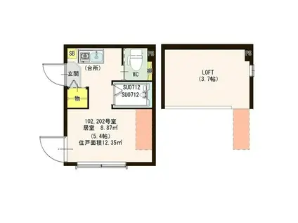 ハーモニーテラス町屋2(ワンルーム/2階)の間取り写真