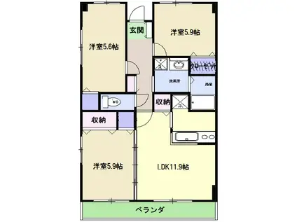 ヴィーエクレール2(3LDK/2階)の間取り写真