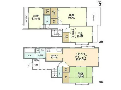 小田急電鉄小田原線 新百合ケ丘駅 徒歩15分 2階建 築22年(4LDK)の間取り写真