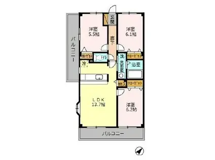 ベルサンモール(3LDK/7階)の間取り写真