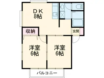 マロンハイツB(2DK/2階)の間取り写真