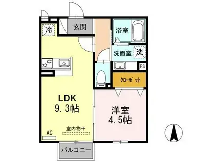 ぱるタウン A(1LDK/2階)の間取り写真