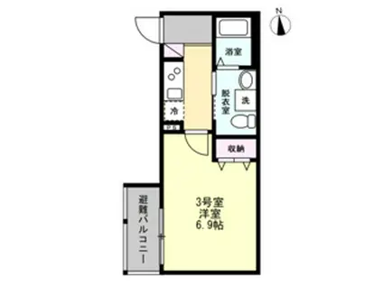 ベイルーム本厚木ブルーム(1K/2階)の間取り写真