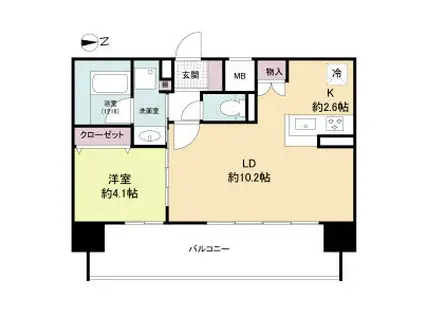 ソルレヴェンテ新梅田(1LDK/12階)の間取り写真