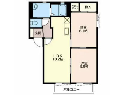 オークS(2LDK/2階)の間取り写真