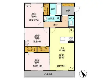 S.グランディール(3LDK/3階)の間取り写真