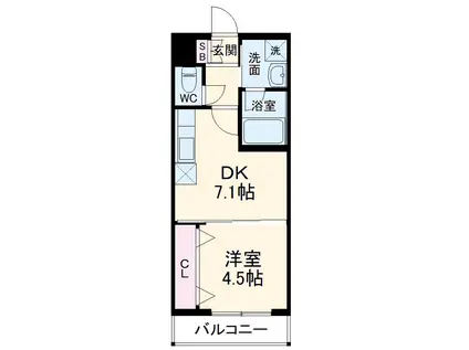 ベラジオ京都円町(1DK/5階)の間取り写真