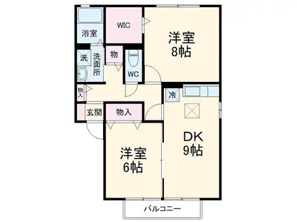 ベル・ヴィレッジ A(2DK/1階)の間取り写真