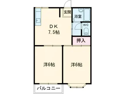 パーク・ハイムA(2DK/1階)の間取り写真