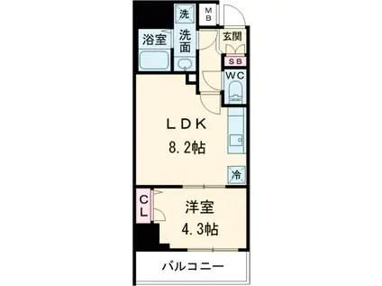 プライムブリス板橋本町(1LDK/6階)の間取り写真