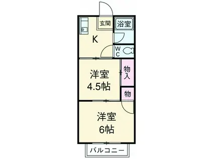 キャッスルハイツ(2K/2階)の間取り写真