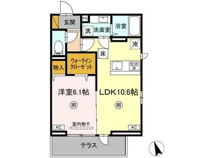 前原東NTステージ(1LDK/1階)の間取り写真