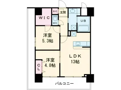 パピルス三ノ輪レジデンス(2LDK/7階)の間取り写真