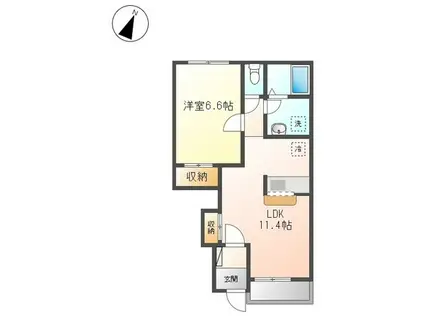グリーンガーデン(1LDK/1階)の間取り写真