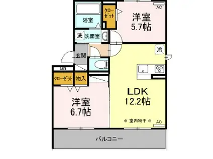 アムール京町(2LDK/3階)の間取り写真