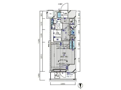 メインステージ北千住5(1K/1階)の間取り写真