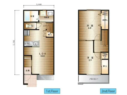 プリオール(2LDK)の間取り写真