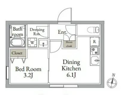 LIVE FLAT 東高円寺Ⅱ(1DK/2階)の間取り写真