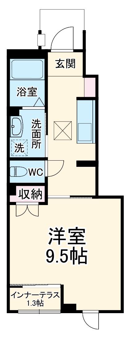 プラムガーデン(1K/1階)の間取り写真