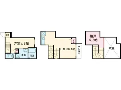 DREAMSTAGE吉塚BLOOMドリームステージヨシヅカ(1SLDK/1階)の間取り写真
