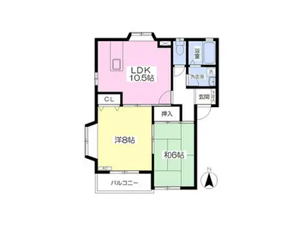 グリーンハイツアカシヤ(2LDK/2階)の間取り写真