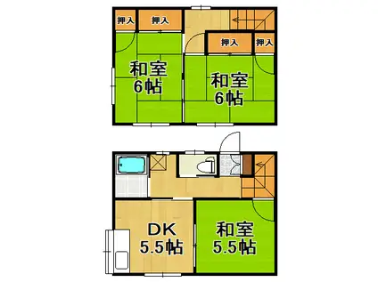 老司4丁目松栄荘(3DK)の間取り写真