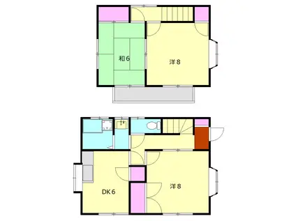 小田急電鉄小田原線 富水駅 徒歩8分 2階建 築33年(3DK)の間取り写真