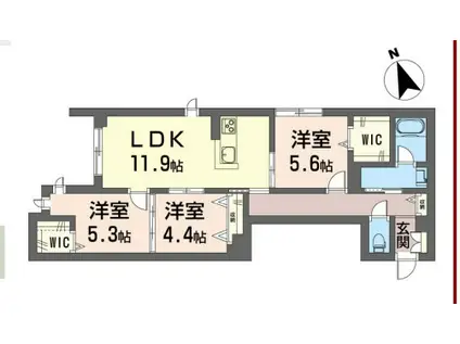 シャンテ ユーⅠ(3LDK/1階)の間取り写真