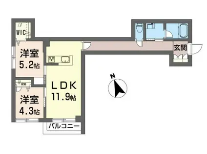 シャンテ ユーⅠ(2LDK/2階)の間取り写真