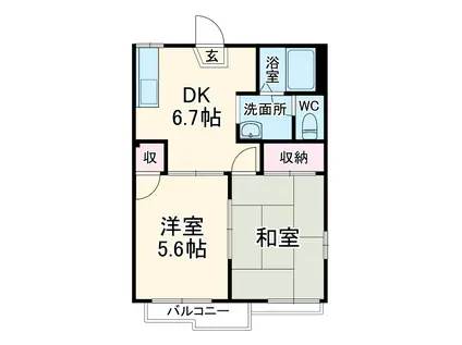 アーバンハイム(2DK/2階)の間取り写真