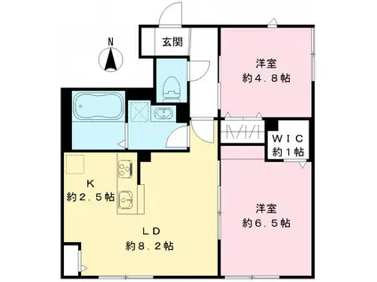 LA LUMIERE B(2LDK/1階)の間取り写真