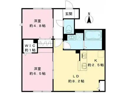 LA LUMIERE B(2LDK/1階)の間取り写真